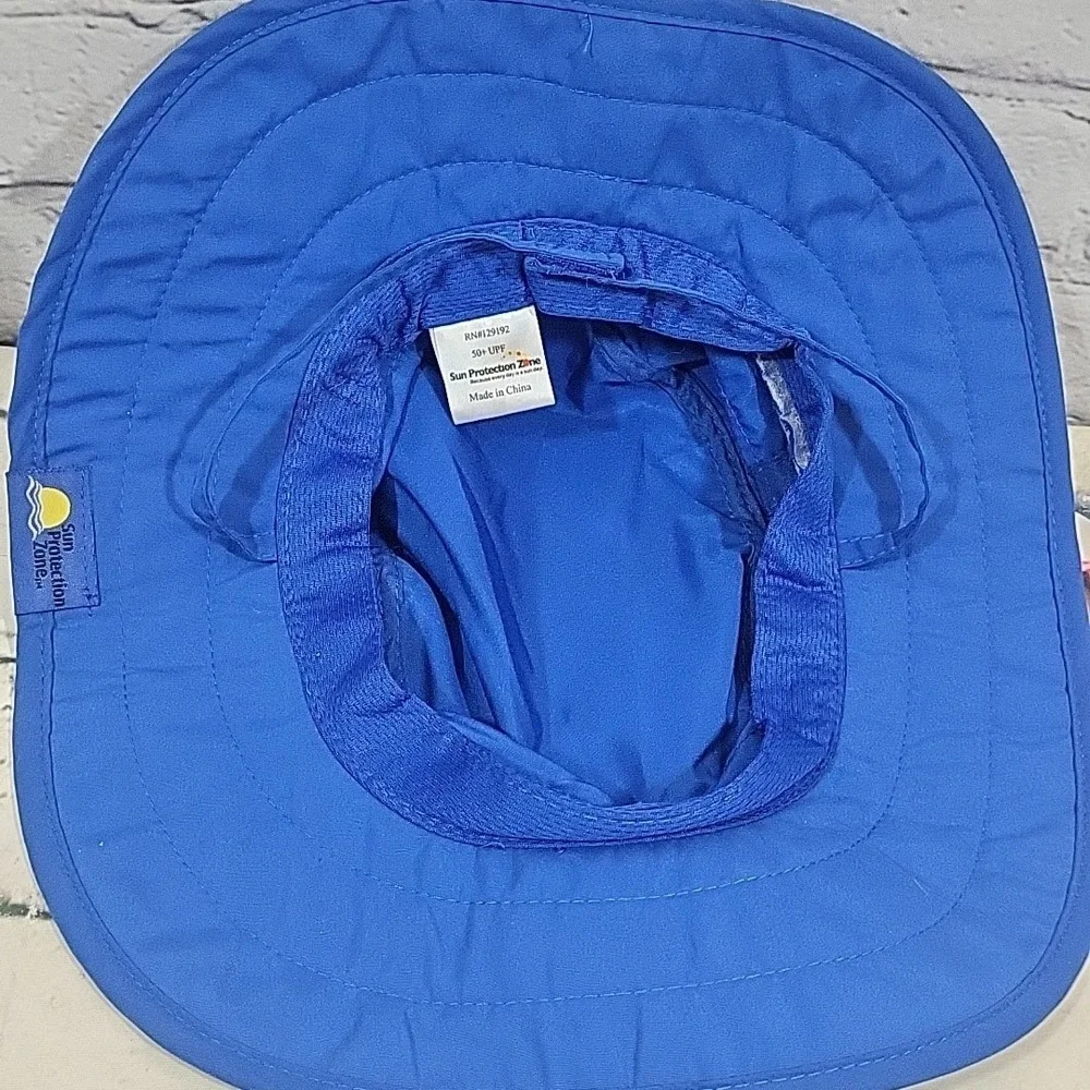Sun Protection Zone Childs Safari Hat Blue Shark Print Adjustable 50-54cm New